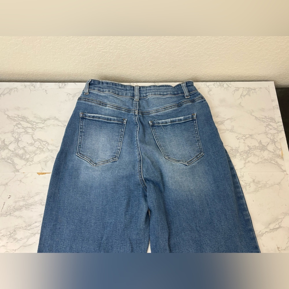 Enjean Denim Co. Jeans Womens Juniors Sz 11 BootCut Off High Waisted Blue - Picture 4 of 7